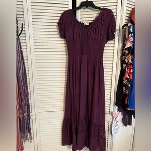 Anna Kaci California peasant style dress. Dark purple lined to knee- size Large